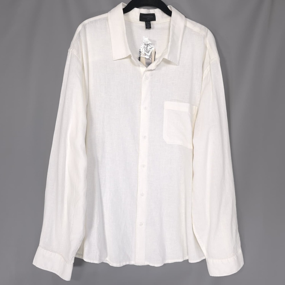 MAGASCHONI Mens New XXL Shirt Button Down EUROPEAN Linen Blend White GM50108M - Picture 13 of 13